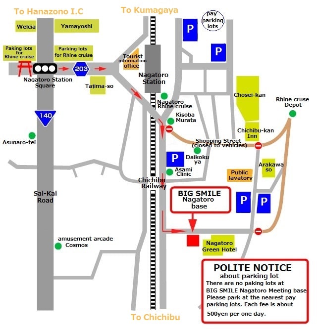 Nagatoro rafting Access Map