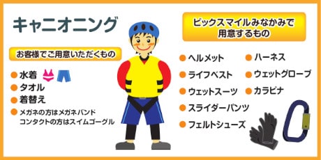 みなかみキャニオニングの服装